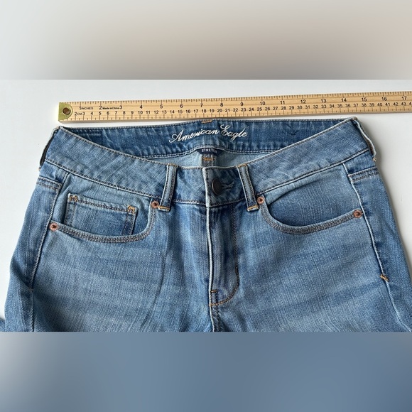 American Eagle Stretch Low Rise Medium Wash Soft Blue Skinny Jeans Women’s Sz 6 - Picture 5 of 7